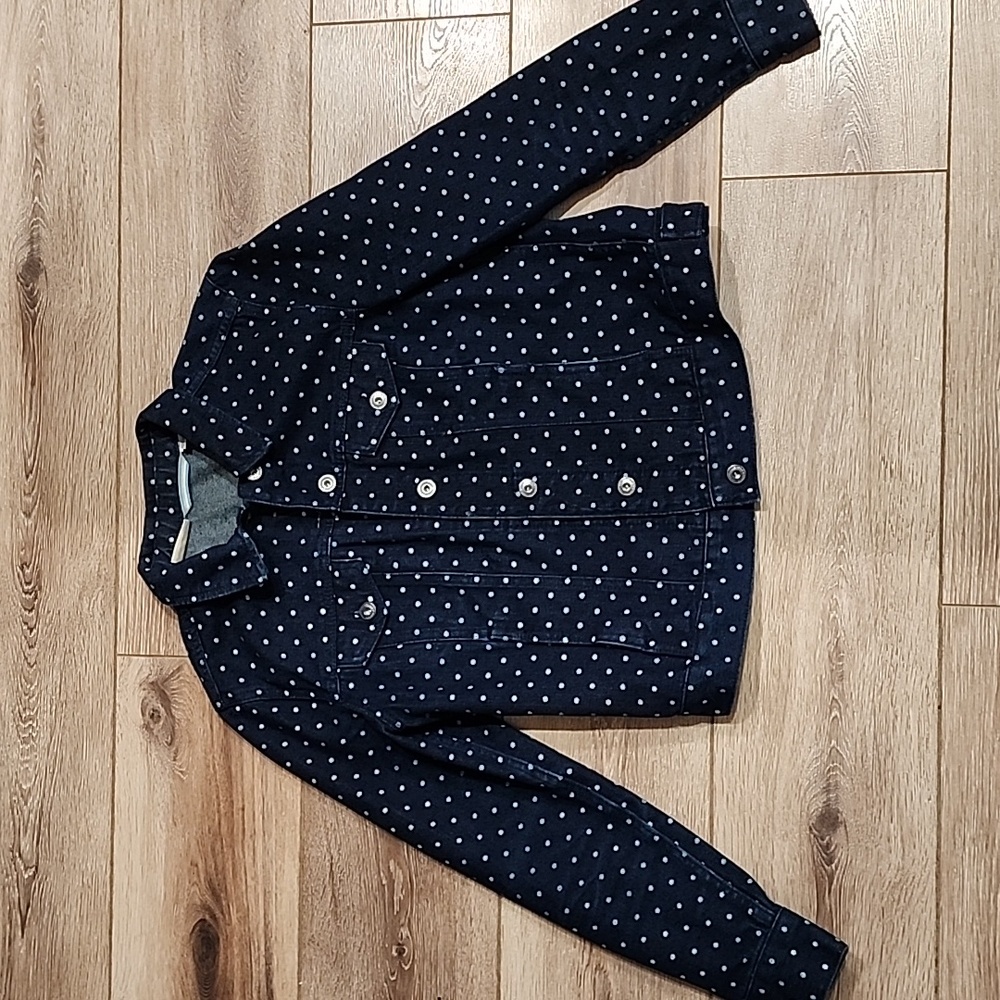 Liz Claiborne Women's Dark Denim Polka Dot Print Jacket M